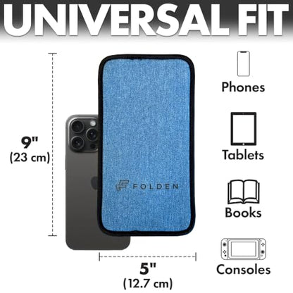 Airplane Phone Holder - Foldable Phone Stand for Plane Travel | Blue Denim,Tabletop Mount Desk, Plane Tray Seat back, Treadmill, Fits iPhone Cell Phone, 9 x 4.3 in - color: Denim, size: Large