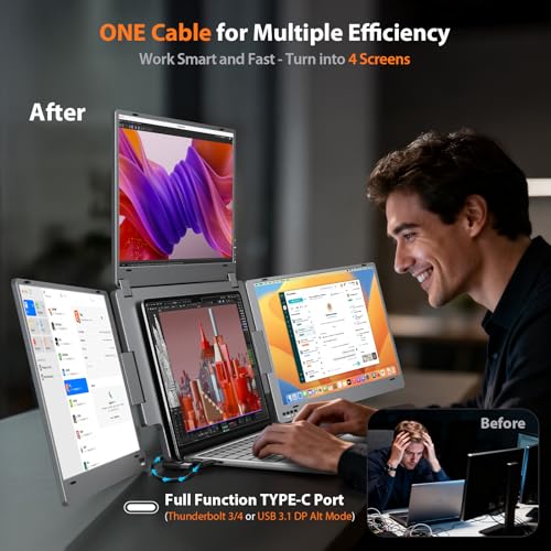 Laptop Screen Extender Monitor Portable, 15.6" Quad Portable Monitor X90G