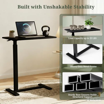 Mobile Standing Desk, Height Adjustable Laptop Desk with Hidden Casters | Stable Steel Frame, Smooth Lift Mechanism, Lockable Casters, Easy Assembly, Ideal for Home, Office & Dorm, Black - color: Black, style: Height Adjustable