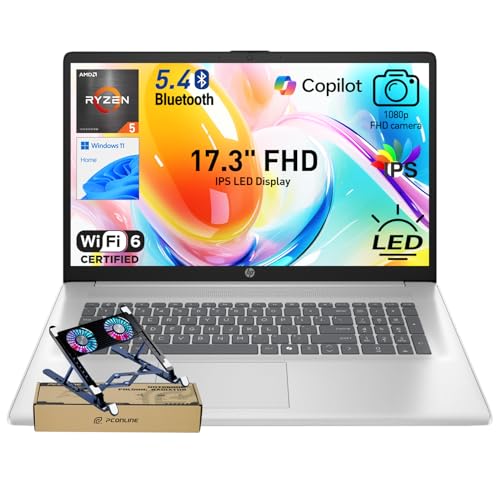 HP 17.3” FHD IPS LED Anti-Glare 300 nits Laptop, AMD Ryzen 5 7430U 6-core CPU, 16GB RAM, 1TB Storage, Webcam w/Shutter, Microsoft Copilot Key, Wi-Fi 6, BT 5.4, Win11H, w/Laptop Cooler, 17-cp3000 - size: 16GB RAM | 1TB SSD