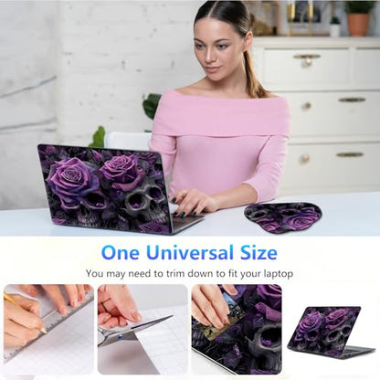 Laptop Skin Sticker Decal 15-15.6 Inch with Cute Mouse Pad, Universal Reusable Vinyl Sticker for 12.1 13 13.3 14 15.4 Inch Netbook and Notebook PC, Gothic Floral - color: Gothic Floral