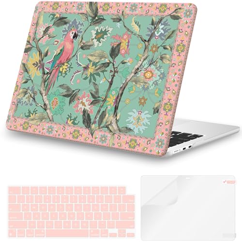 iCasso for M4 MacBook Air 13 inch Case 2026 2025-2022 M3 M2 Model A 3240 A3113 A2681, Sturdy Protective Hard Shell Case for Mac Air 13.6", Keyboard Cover + Screen Protector,Parrot Green - color: Parrot Green