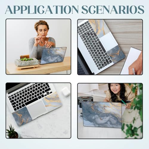 SUPERDANT 3 Pcs Grey Gold Marble Laptop Skin 14.9x10.6in Trimmable PVC Notebook Decal Reusable Cover for 12 13 14 15 15.6 Inch Notebook Surface Grey Gold Sticker Kit - style: Grey Gold Marble