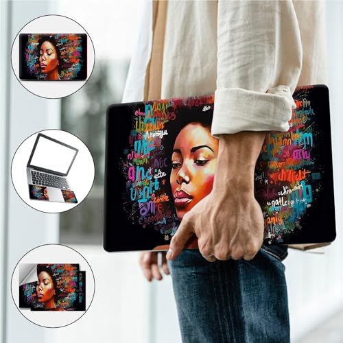 Universal Laptop Skin, DIY Cut-to-Fit Vinyl Cover Compatible with HP, Dell, Lenovo, Mac (13.3" to 15.6"), Anti-Scratch, No Residue & Bubble-Free Protective Decal Sticker, Afro Girl Graffiti - color: Afro Girl Graffiti