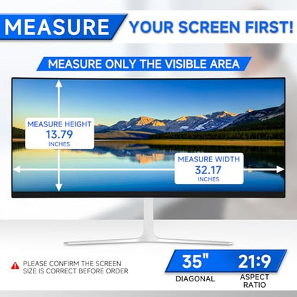 [2-Pack] Privacy Screen For Computer Monitor, 35-Inch 21:9 Aspect Ratio; Anti Spy/Bule Light/Glare And Eye Protection, 2 Install Ways Removable For Office, Airport, Cafe And Other Public Area; Diagonal 35 Inches, Width 32.17 Inches, Height 13.79 Inches -