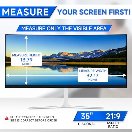 [2-Pack] Privacy Screen For Computer Monitor, 35-Inch 21:9 Aspect Ratio; Anti Spy/Bule Light/Glare And Eye Protection, 2 Install Ways Removable For Office, Airport, Cafe And Other Public Area; Diagonal 35 Inches, Width 32.17 Inches, Height 13.79 Inches -