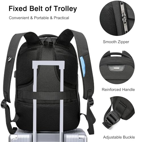 Unisex Laptop Business Backpack Men Work Bag Women Slim Backpack with USB Charging Port Travel Daypack College Rucksack Work for Men fits 15.6 Inch Notebook Black