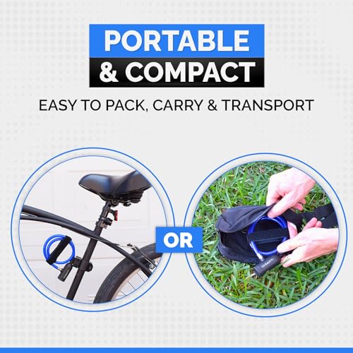 Bike Security Cable Lock Kit (2' or 4') with Keys, 4' | Weatherproof, Vinyl Coated, 10mm Security Cable, Mounting Bracket, Compact, Anti-Theft Protection, Bikes, Bicycles, Scooters - size: 4ft