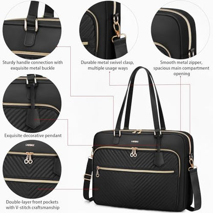 Laptop Bag Case 15.6 16 inch for Women Men Tote Bag Briefcase Compatible with HP Envy Pavilion, Dell XPS Inspiron, ASUS VivoBook, Acer, Surface, Messenger Shoulder Bag with Handle, Black - color: Black, size: 15.6 inch