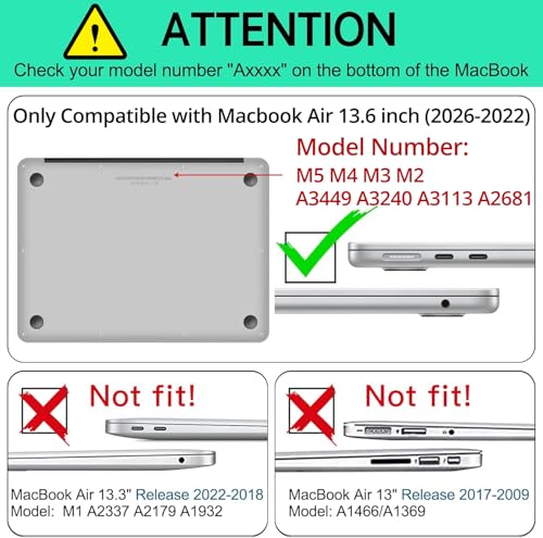 AKIT for MacBook Air 13 inch Case M5 M4 M3 M2 2026-2022, Fashion Stickers | A3449 A3240 A3113 A2681,Preppy Style Pattern Hard Shell Laptop Case+Screen Protector+Keyboard Cover for MacBook Air 13.6 inch - color: Fashion Stickers