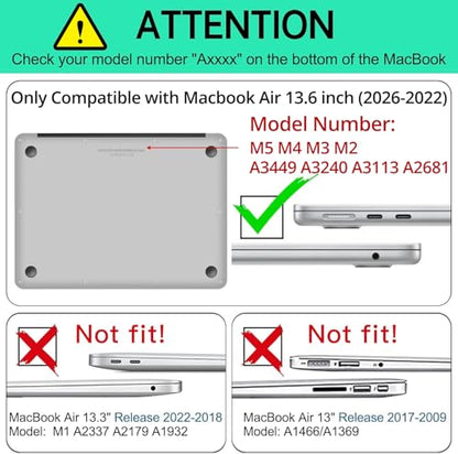 AKIT for MacBook Air 13 inch Case M5 M4 M3 M2 2026-2022, Alphabet Collage | A3449 A3240 A3113 A2681,Funny Unique Pattern Hard Shell Laptop Case+Screen Protector+Keyboard Cover for MacBook Air 13.6 inch - color: Alphabet Collage