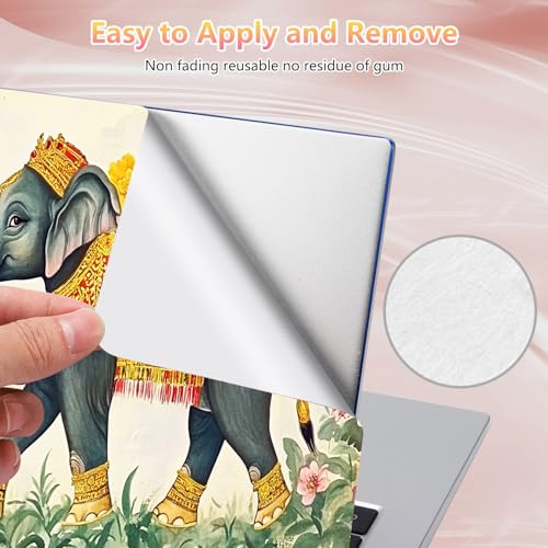 Laptop Skin Sticker Decal 12" 13" 13.3" 14" 15" 15.6",Waterproof Scratch Resistant Vinyl,Reusable Easy to Apply,for MacBook HP Dell Notebooks Netbooks Laptop,2 Wrist Pads,Elephant Flower - color: Elephant Flower