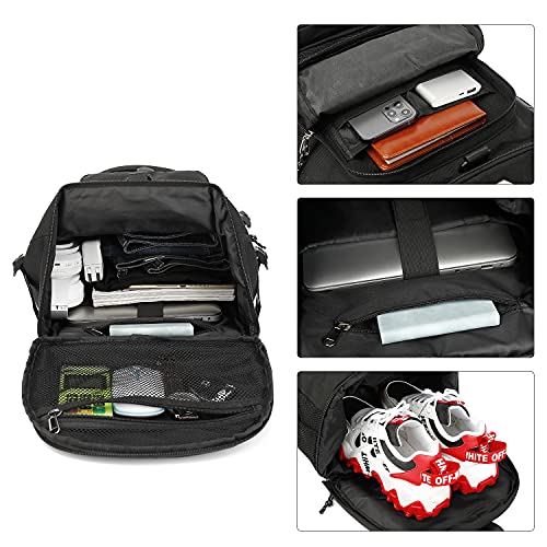 Kalesi Gym Duffle Bag Backpack 4-Way Waterproof with Shoes Compartment for travel Sport Hiking laptop - color: Black