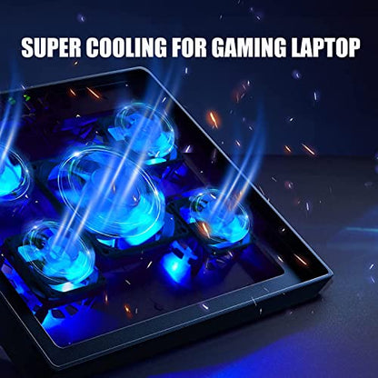 Laptop Cooling Pad 17inch 15.6 14 13 12inch Gaming Cooler Pad Chill Mat 5 Quiet Fans LED Lights and 2 USB 2.0 Ports Adjustable Mounts Laptop Stand Height Angle - color: Gaming 5Fan 12-17inch