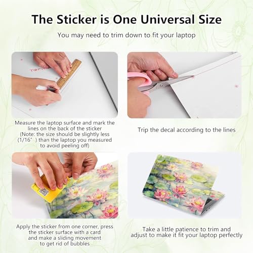 Laptop Skin Sticker Decal, Universal Reusable Vinyl Laptop Cover for 12" 13" 13.3" 14" 15" 15.4" 15.6" Notebook PC, Reusable Waterproof Scratch-Resistant with 2 Wrist Pads,Art Flower Lotus - color: Art Flower Lotus