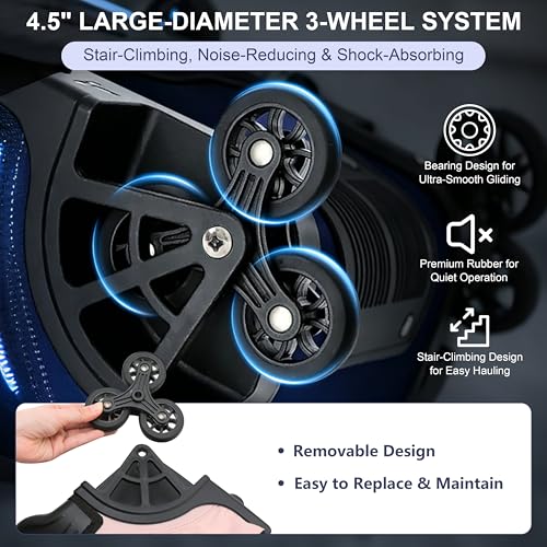 NEW TILAMI 18 Inch Expandable Rolling Backpack Stair-Climbing for School | 6-Wheel Stair-Climbing Girls Boys Carry-on Suitcase 15.6 Laptop Sleeve Water-Resistant Adjustable Handle Wheel Travel Camping - color: Navy Blue