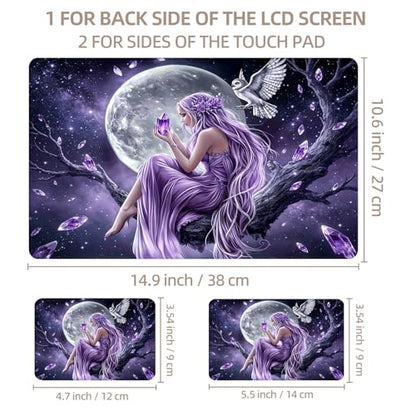 Universal Laptop Skin Sticker for 12/13/14/15.6 Inch Laptops, Reusable Vinyl Laptop Decal Cover, Waterproof Scratch Resistant Notebook Skin with 2 Wrist Pads,Moonlight Fairy - color: Moonlight Fairy