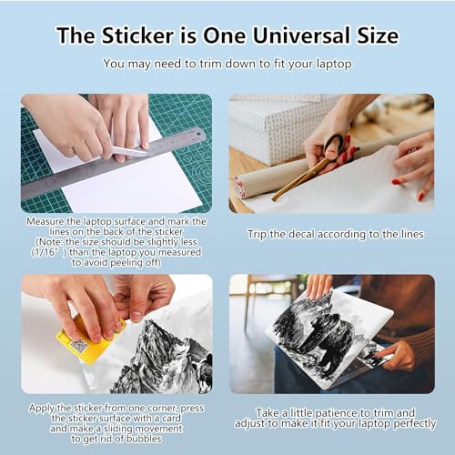 Universal Laptop Skin Sticker with 2 Wrist Pad Skins, Waterproof Scratch Resistant Vinyl Laptop Cover Decal, Cut to Fit for 11–15.6 Inch MacBook HP Dell Lenovo, Black Bear Mountain - color: Black Bear Mountain