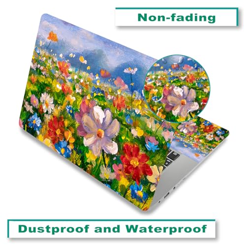 Laptop Decal Sticker Skin Cover, 11.6”12" 13" 13.3" 14" 15" 15.4" 15.6 inch Laptop Netbook Vinyl Skin Sticker Cover Art Notebook PC Reusable Protector (2 Wrist Pad Included), Colorful Flower - color: Colorful Flower