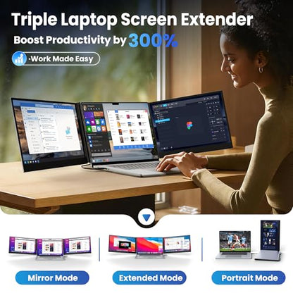 CIDETTY One Cable Connection Laptop Screen Extender Monitor Portable, Ultra Thin 15.6" 1080P FHD Triple Screen,Fit for 13-17" Laptop, Plug & Play Compatiable with Win/Mac/Chrome/Android - color: 15.6“ Grey