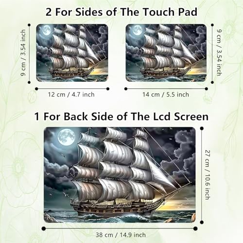 Laptop Skin Sticker Decal, Universal Reusable Vinyl Laptop Cover for 12" 13" 13.3" 14" 15" 15.4" 15.6" Notebook PC, Waterproof Scratch-Resistant with 2 Wrist Pads, Easy to Apply & Remove,Art Ship - color: Art Ship