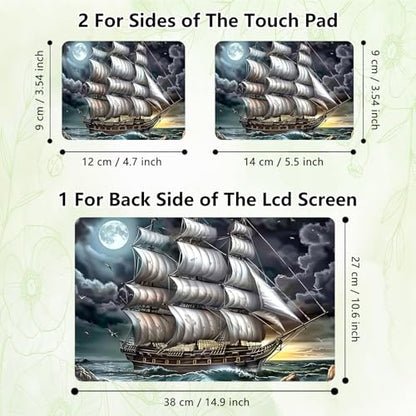 Laptop Skin Sticker Decal, Universal Reusable Vinyl Laptop Cover for 12" 13" 13.3" 14" 15" 15.4" 15.6" Notebook PC, Waterproof Scratch-Resistant with 2 Wrist Pads, Easy to Apply & Remove,Art Ship - color: Art Ship