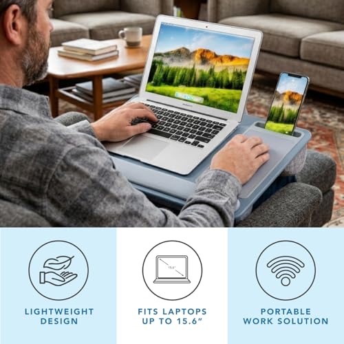 LAPGEAR Home Office Pro Lap Desk - Slate Blue, Fits 15.6” Laptops - color: Slate Blue, size: Home Office Pro W/Wrist Rest