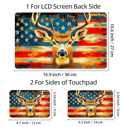 Universal Laptop Skin Sticker Decal, 12"-15.6" Aesthetic Vinyl Wrap, American Flag Deer Waterproof Notebook Cover Art Protector for MacBook HP Dell Lenovo, Fits 13" 14" 15" 15.6" - color: American Flag Deer