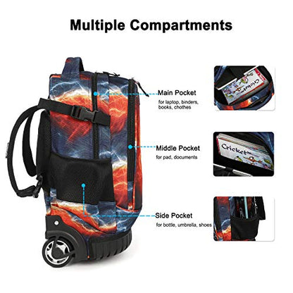 Tilami Rolling Backpack 19 inch with Lunch Bag Wheeled Laptop Backpack (Football) - color: Football
