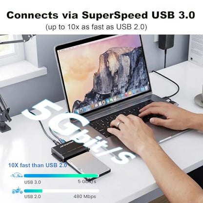 USB Type-C to SSD/SATA/IDE 2.5/3.5" Hard Drive Reader with Power Adapter | Hard Drive Adapter Data Transfer Universal Data Recovery Converter Kit for Hard Drive Disk Up to 6TB Capacity, Support UASP