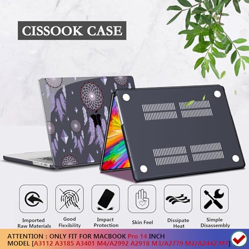 CISSOOK Compatible with MacBook Pro 14 inch 2025-2021 Release M5 M4 M3 M2 M1 Chip A3434 A3112 A3185 A3401 A2918 A2992 A2779 A2442, Hard Shell Case with Keyboard Cover&Screen Protector, Dream Catcher - color: 14inch-Dream Catcher