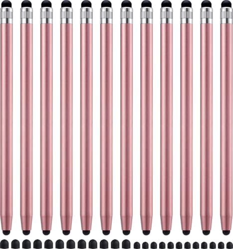 12Pcs Rose Stylus Pen for Touchscreen, 2-in-1 Stylus Pen for iPad | High Precision & Sensitivity, Aluminum Body, Suitable for iPad iPhone Android Smartphone Tablet Switch and All Touch Screens - color: 12 Rose Gold