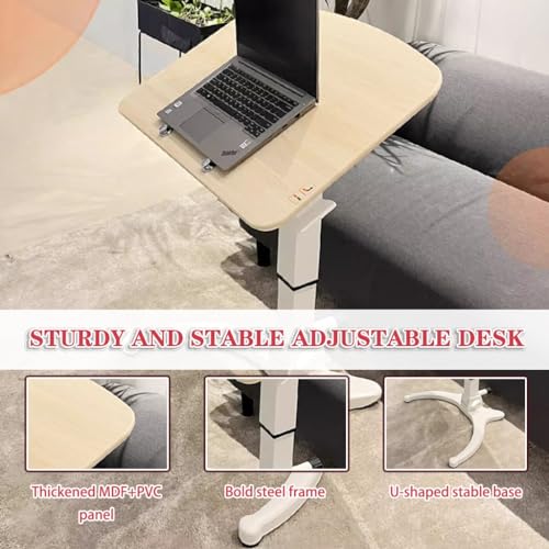 Sit Stand Mobile Workstation Training Institution Lifting Standing Desk, Mobile Flip-up Laptop Desk, Foldable Desktop Side Table, No Installation Required(White) - color: White