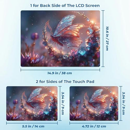 Reusable Universal Laptop Skin Sticker, Cut to Fit for 11.6–15.6 Inch Laptops, Waterproof Protective Film, No-Residue - Dream Crystal Butterfly - color: Dream Crystal Butterfly