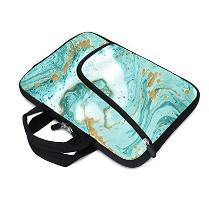 Laptop Sleeves 14 15 15.4 15.6 Chromebook Case Notebook Sleeve PC Messenger Bag Tablet Case Neoprene Handle Sleeve for Men Women, Two Pockets (Green Marble) - color: Green Marble