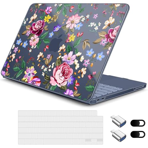 for MacBook Neo 13 Inch Case A18 Pro Chip 2026 Release, Floral Aesthetic Ultra-Slim Hard Shell with Keyboard Cover, 6-in-1 Laptop Accessories Bundle for Women Girls, Flowers - color: Flowers