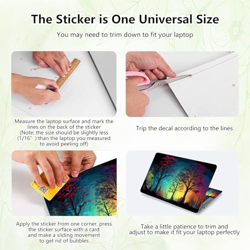 Laptop Skin Sticker Decal, Universal Reusable Vinyl Laptop Cover for 12" 13" 13.3" 14" 15" 15.4" 15.6" Notebook PC, Reusable Waterproof Scratch-Resistant with 2 Wrist Pads,Watercolour Forest - color: Watercolour Forest