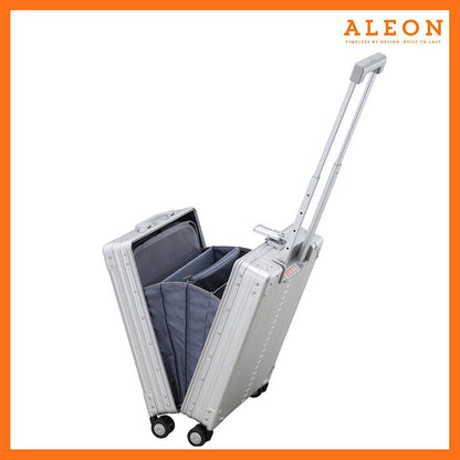 All-Aluminum 21" Vertical Carry-On Business Briefcase, TSA-Approved Hardshell Case, Spinner Wheels, Laptop Compartment, Aluminum Frame Cabin Bag for Travel & Business, Durable & Sleek (Platinum) - color: Platinum