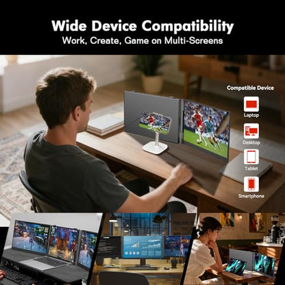 Blackview Triple Laptop Screen Extender 14 inch USB C Plug Play | Detachable 4.5mm 1kg, 1080P FHD IPS, 180° Rotate, Extend/Mirror/Portrait, 100W Reverse Charging, Compatible with Mac/Switch - color: DCM6-Triple