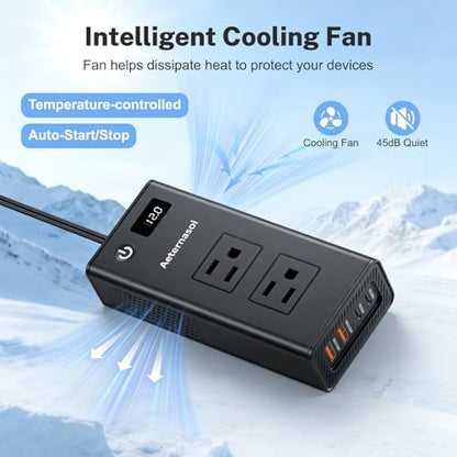 200W Portable 12V to 110v Car Charger Power Inverters for Vehicles | 36W USB-A, Fast Charging USB-C, Dual AC Outlets, Cigarette Lighter Adapter for Laptop/Camping/Road trip essentials