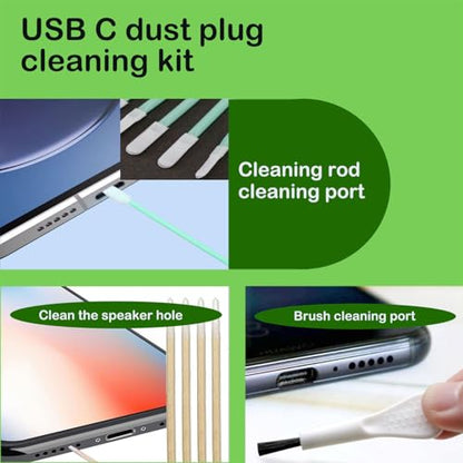 [8-Pack] USB C Dust Plug, Charging Port Cover with Anti-Lost Strap, with Speaker Dust Cover Compatible with iPhone 17/15/15 Pro/iPhone 16/16 Plus/16 Pro/16 Pro Max Type C (USB C Cover 17(Black))
