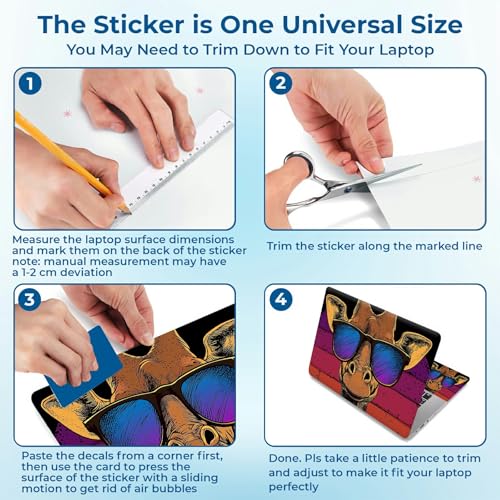 Reusable Universal Laptop Skin Sticker, Cut to Fit for 11.6–15.6 Inch Laptops, Waterproof Protective Film, No-Residue - Giraffe Glasses - color: Giraffe Glasses