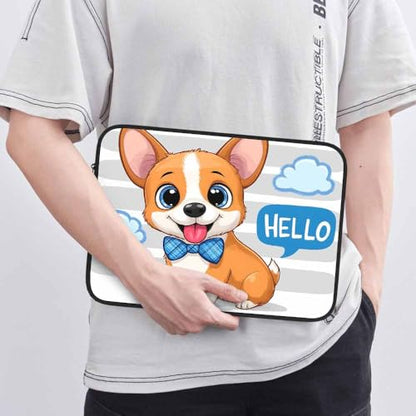 Laptop Sleeve Bag 15.4 15.6 Inch,Cute Cartoon Dog Corgi Protective Polyester Computer Cases Laptop Cover Briefcase Bag Tablet Travel Cover - color: LPS-026