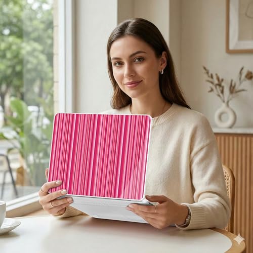 MEEgoodo Printed Case for New MacBook Neo 13 inch 2026 Release(Fit Model A3404), Laptop Hard Shell Cases with Keyboard Skin & Screen Protector & Webcam Covers, Mixed Pink Stripes - color: Mixed Pink Stripes