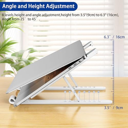 BESIGN LS01 Pro Ergonomic Laptop Stand, Plastic Laptop Riser, Portable and Adjustable Notebook Computer Holder Compatible with 10-14" Laptops (White) - color: White