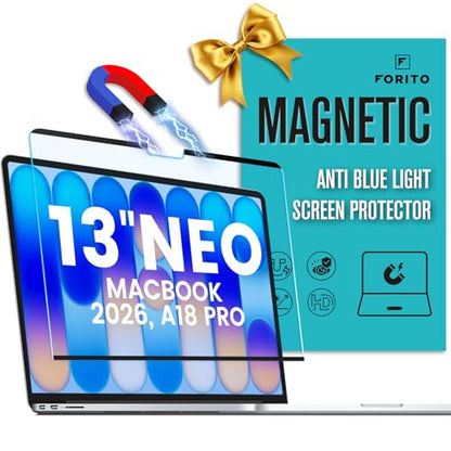 F FORITO Magnetic Anti Blue Light Screen Protector Compatible with 2026 MacBook Neo 13 inch (2026, A18 Pro Chip), Bubble-Free Install, Removable & Reusable Anti Glare Matte Laptop Screen Shield - size: for MacBook Neo 13"(2026,A18 Pro)