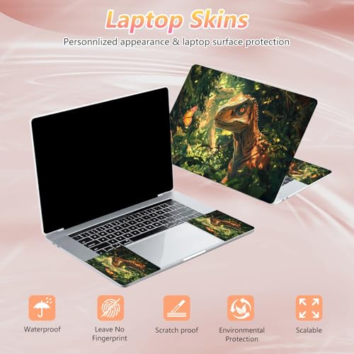 Laptop Skin Sticker Decal 12" 13" 13.3" 14" 15" 15.6",Waterproof Scratch Resistant Vinyl,Reusable Easy to Apply,for MacBook HP Dell Notebooks Netbooks Laptop,2 Wrist Pads,Cute Dinosaur Forest - color: Cute Dinosaur Forest