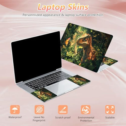 Laptop Skin Sticker Decal 12" 13" 13.3" 14" 15" 15.6",Waterproof Scratch Resistant Vinyl,Reusable Easy to Apply,for MacBook HP Dell Notebooks Netbooks Laptop,2 Wrist Pads,Cute Dinosaur Forest - color: Cute Dinosaur Forest