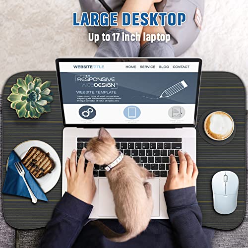 Zapuno Foldable Laptop Bed Table Multi-Function Lap Serving Tray Dining Table with Storage Drawer and Water Bottle Holder, Slot for Eating, Working on Couch/Sofa (Arc Shape) - color: Black