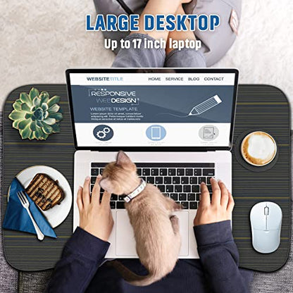 Zapuno Foldable Laptop Bed Table Multi-Function Lap Serving Tray Dining Table with Storage Drawer and Water Bottle Holder, Slot for Eating, Working on Couch/Sofa (Arc Shape) - color: Black